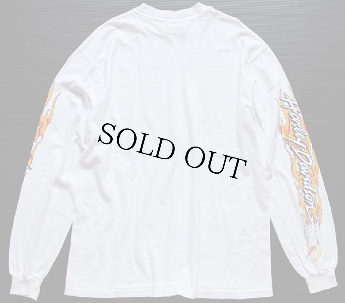 画像2: 90s USA製 HARLEY-DAVIDSONハーレー ダビッドソン フレイムス コットン 長袖Tシャツ 白 M★ファイヤーパターン (2)