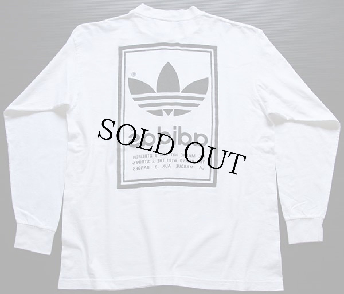 画像2: 80s USA製 adidasアディダス トレフォイル ビッグロゴ コットン 長袖Tシャツ 白 M (2)