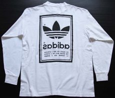 画像2: 80s USA製 adidasアディダス トレフォイル ビッグロゴ コットン 長袖Tシャツ 白 M (2)