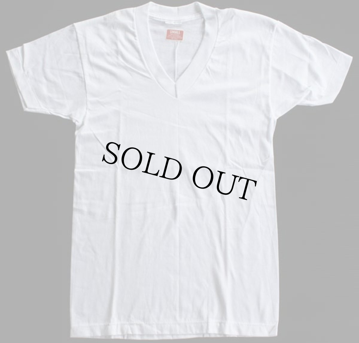 画像2: デッドストック★70s 無地 Vネック コットンTシャツ 白 S (2)