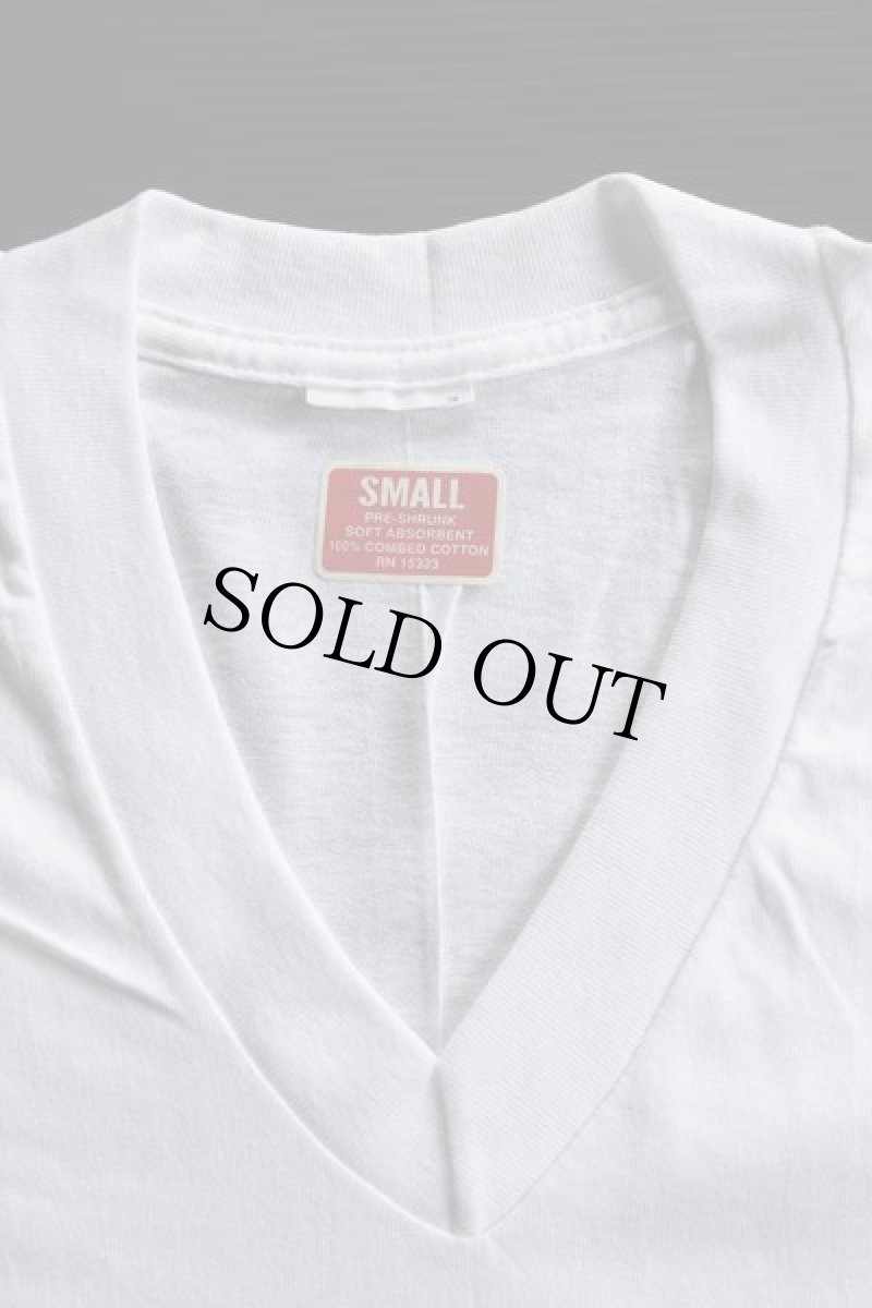 画像3: デッドストック★70s 無地 Vネック コットンTシャツ 白 S (3)