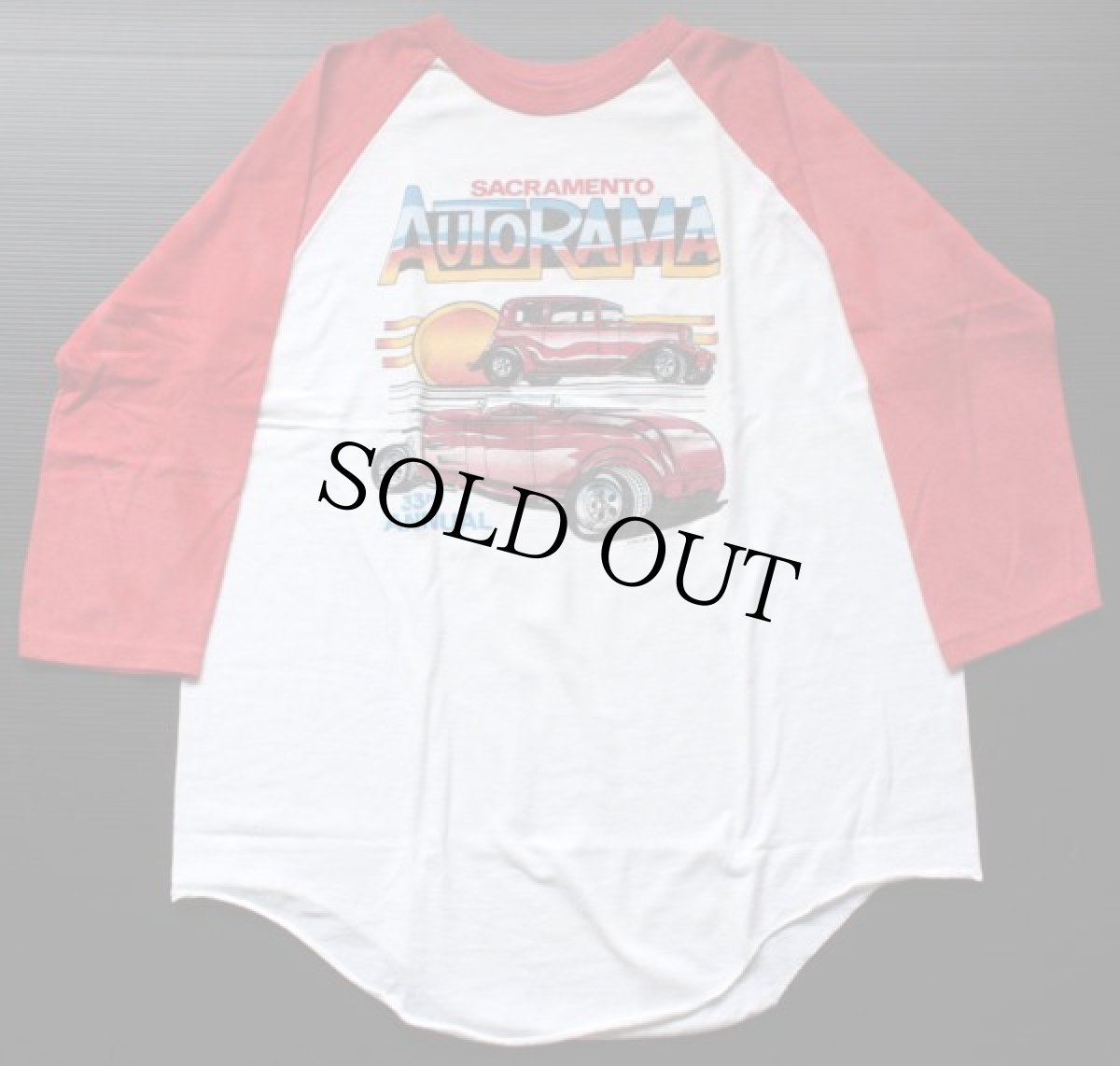 画像1: 80s USA製 AUTORAMA HOTROD ツートン 七分袖 ラグランTシャツ L (1)