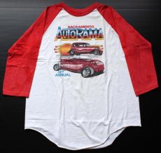 画像1: 80s USA製 AUTORAMA HOTROD ツートン 七分袖 ラグランTシャツ L (1)