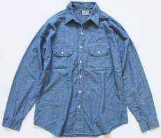 画像1: 90s FIVE BROTHERファイブブラザー コットン シャンブレーシャツ L (1)