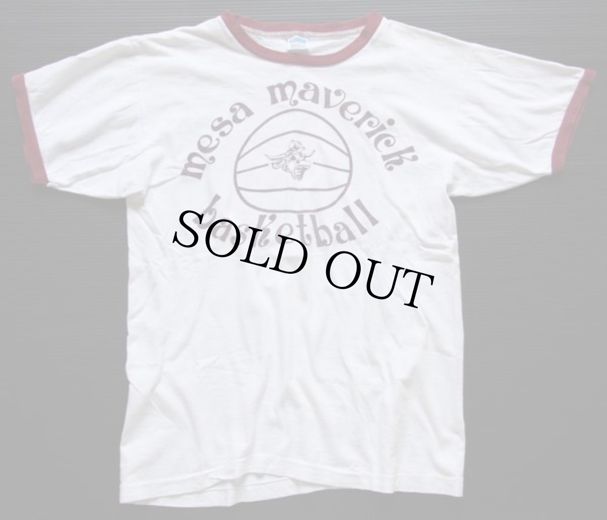 画像2: 70s USA製 Championチャンピオン 染み込みプリント リンガーTシャツ M (2)