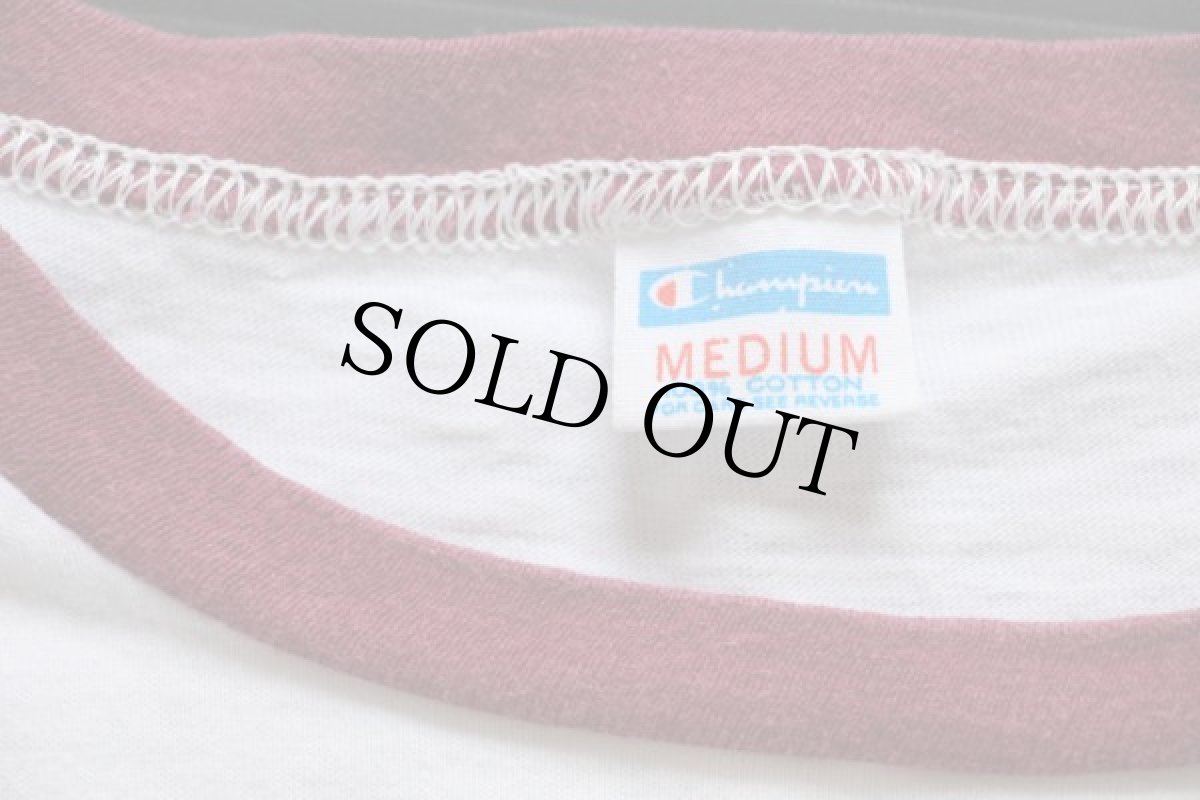 画像4: 70s USA製 Championチャンピオン 染み込みプリント リンガーTシャツ M (4)