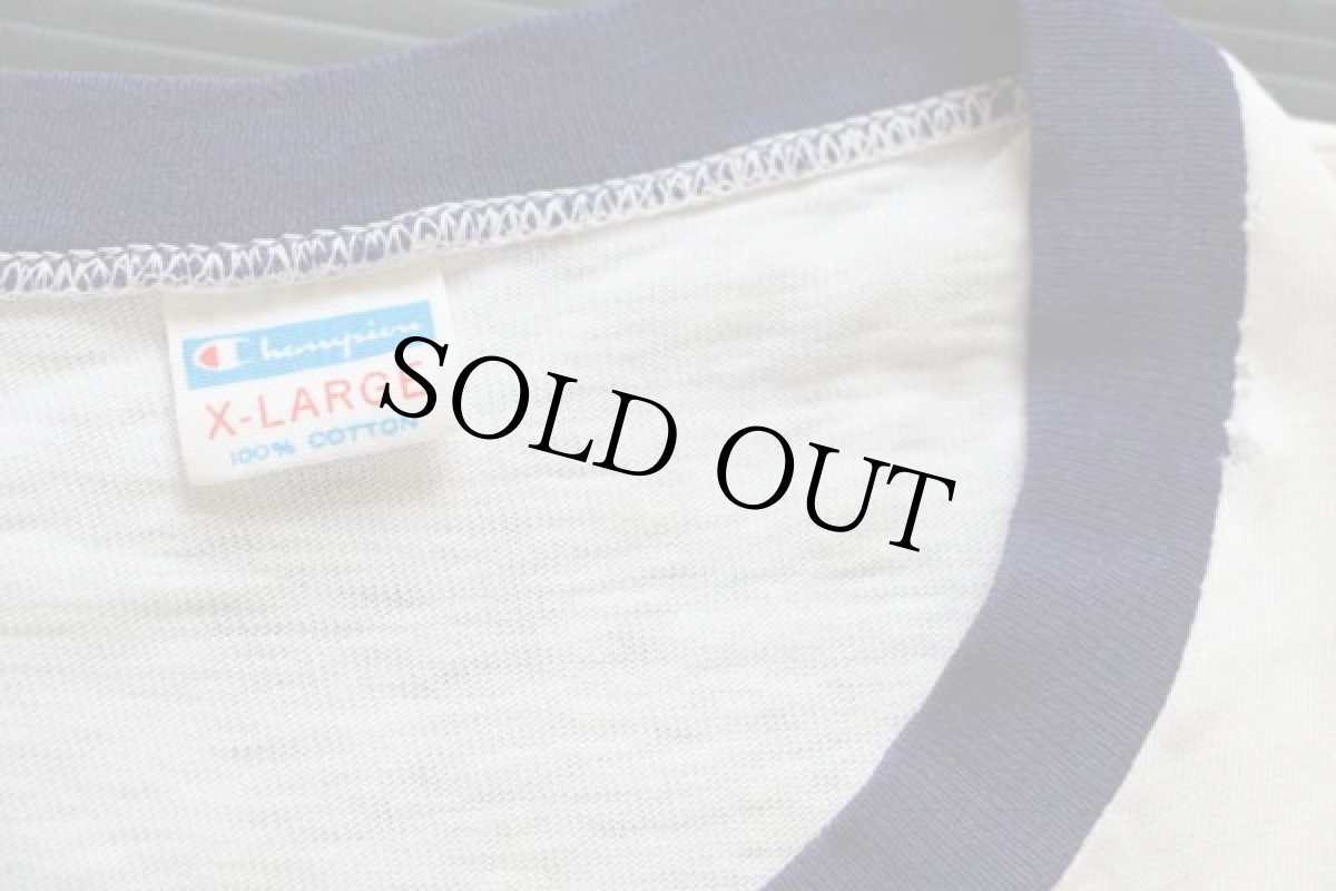 画像5: 70s USA製 Championチャンピオン 染み込みプリント コットン リンガーTシャツ XL 	 (5)