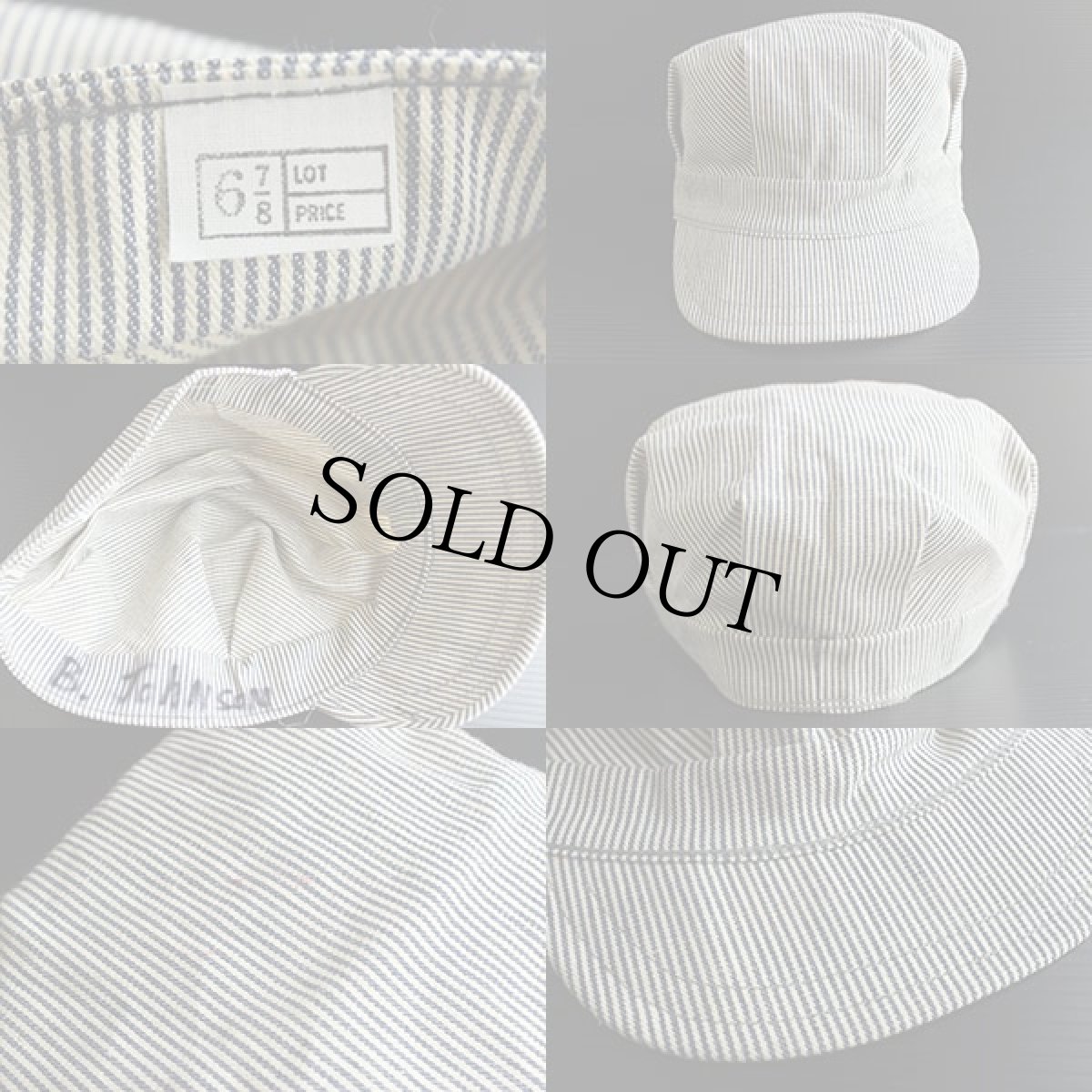 画像3: ビンテージ 耳付き ヒッコリー ストライプ ワークキャップ 6 7/8 (3)