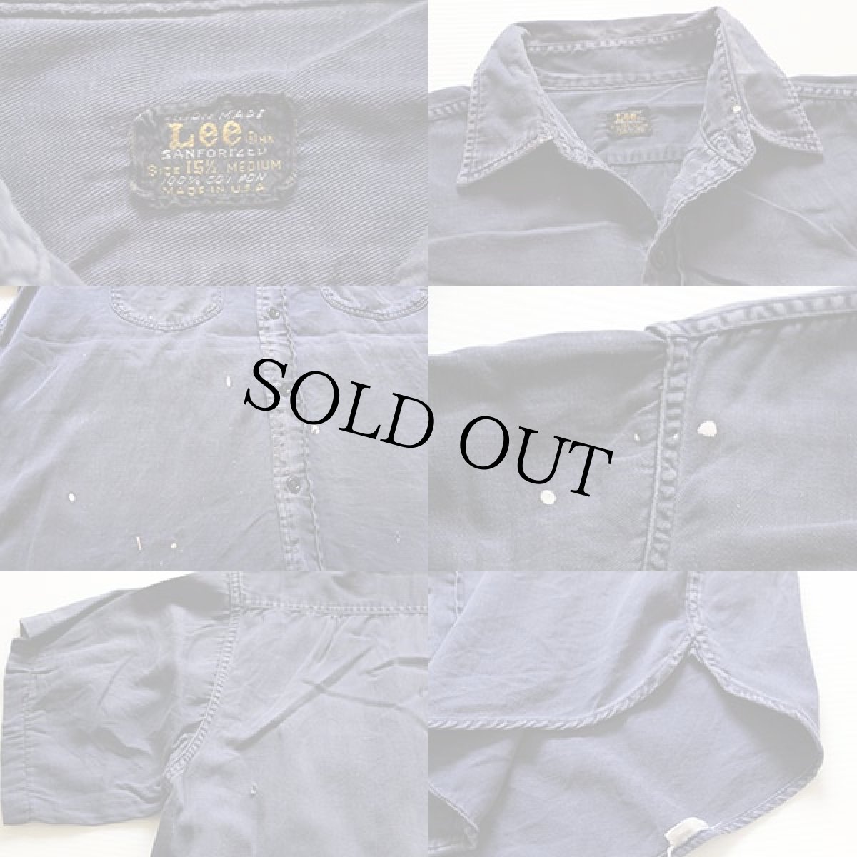 画像3: 60s USA製 Leeリー マチ付き コットン 半袖 ワークシャツ カスタム 紺 (3)