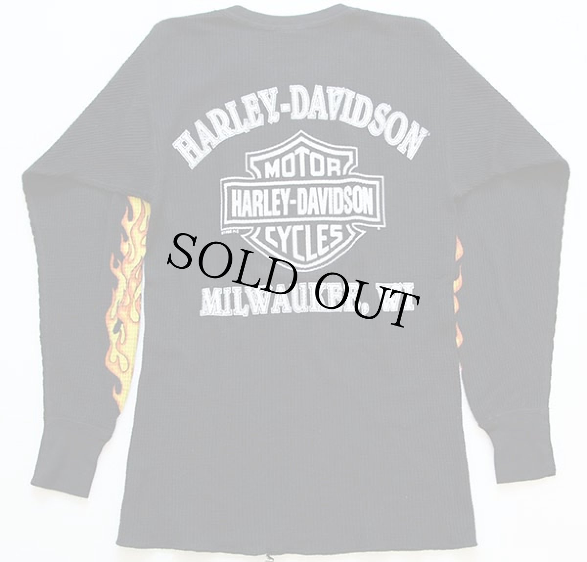 画像2: 90s USA製 HARLEY-DAVIDSONハーレー ダビッドソン サーマルシャツ 黒 M (2)