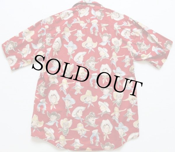 80s USA製 Johnny Cotton 総柄 半袖コットンシャツ SM