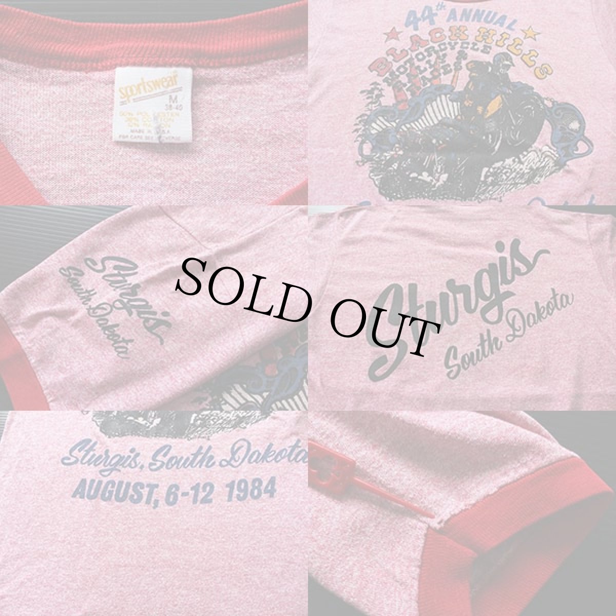 画像3: 80s USA製 BLACK HILLS STURGIS リンガーTシャツ M (3)