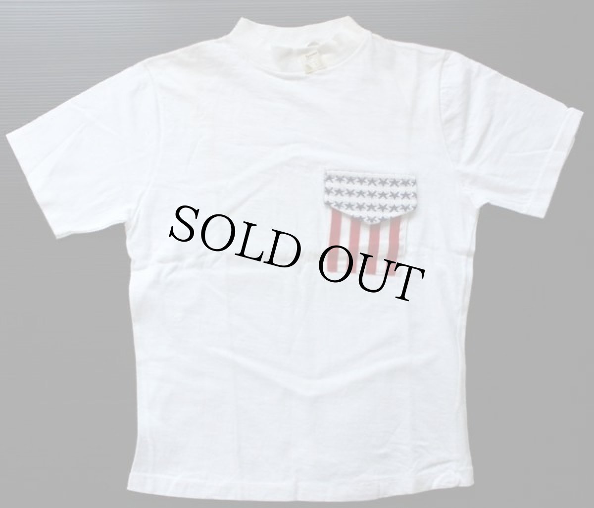 画像2: デッドストック★70s Three Dots 星条旗柄 ポケット付きTシャツ 白 S (2)