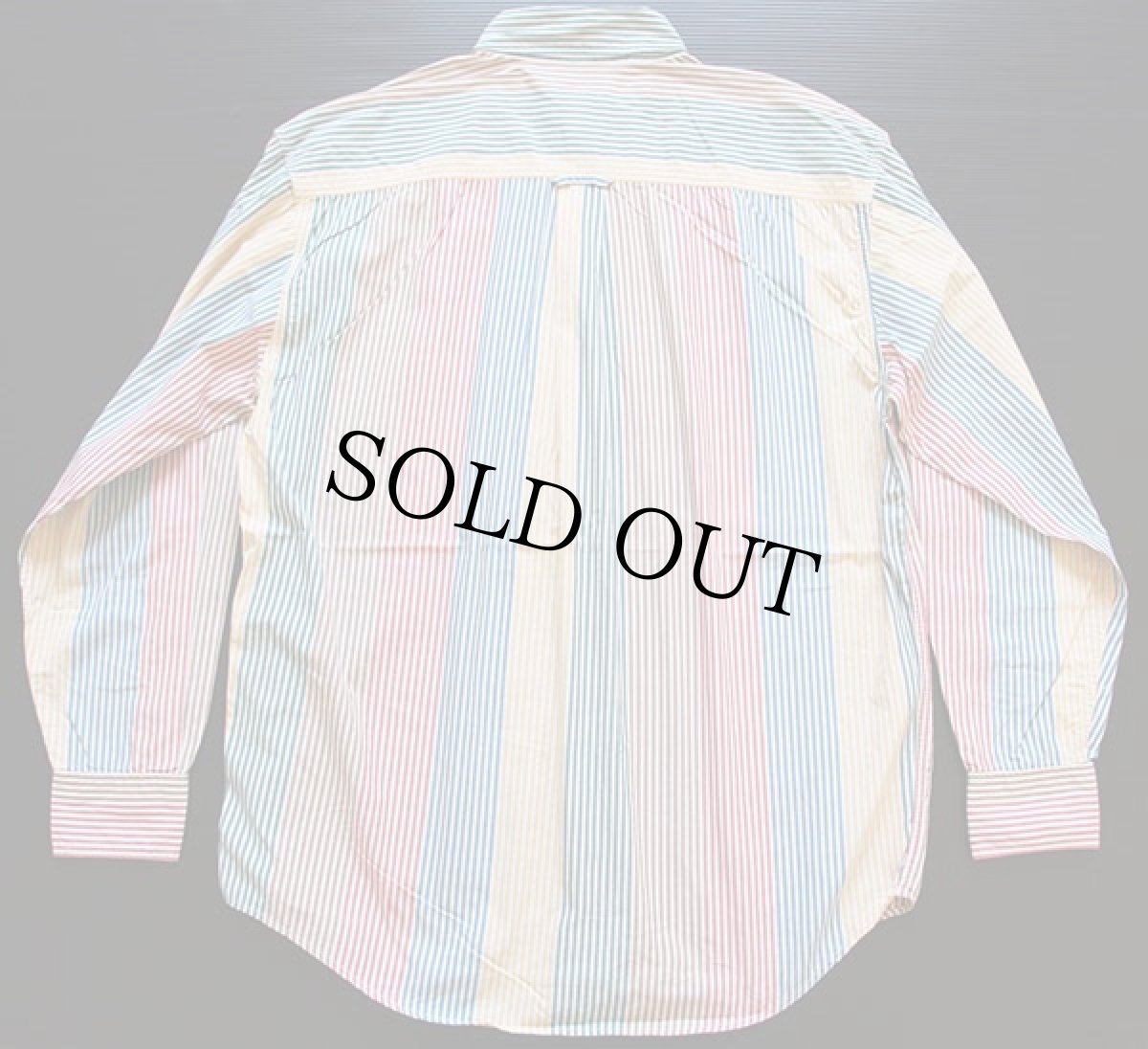 画像2: 80s BANANA REPUBLICバナナリパブリック クレイジーストライプ ボタンダウン コットンシャツ M (2)