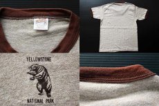 画像3: 80s USA製 YELLOWSTONE NATIONAL PARK リンガーTシャツ 茶 M★イエローストーン国立公園 (3)