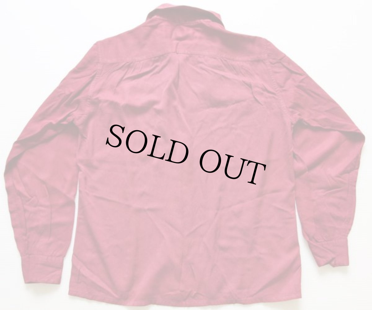 画像2: 50s Manhattanマンハッタン レーヨン オープンカラーシャツ バーガンディ S (2)