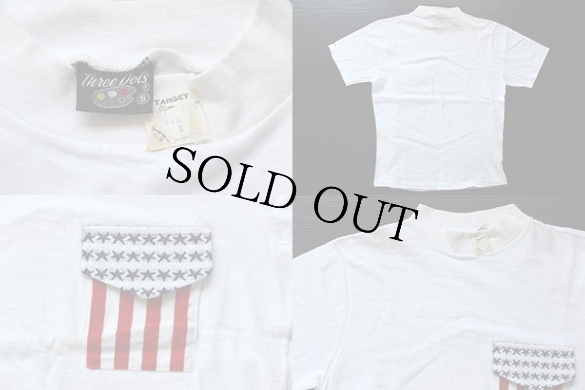 画像3: デッドストック★70s Three Dots 星条旗柄 ポケット付きTシャツ 白 S (3)