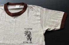 画像1: 80s USA製 YELLOWSTONE NATIONAL PARK リンガーTシャツ 茶 M★イエローストーン国立公園 (1)