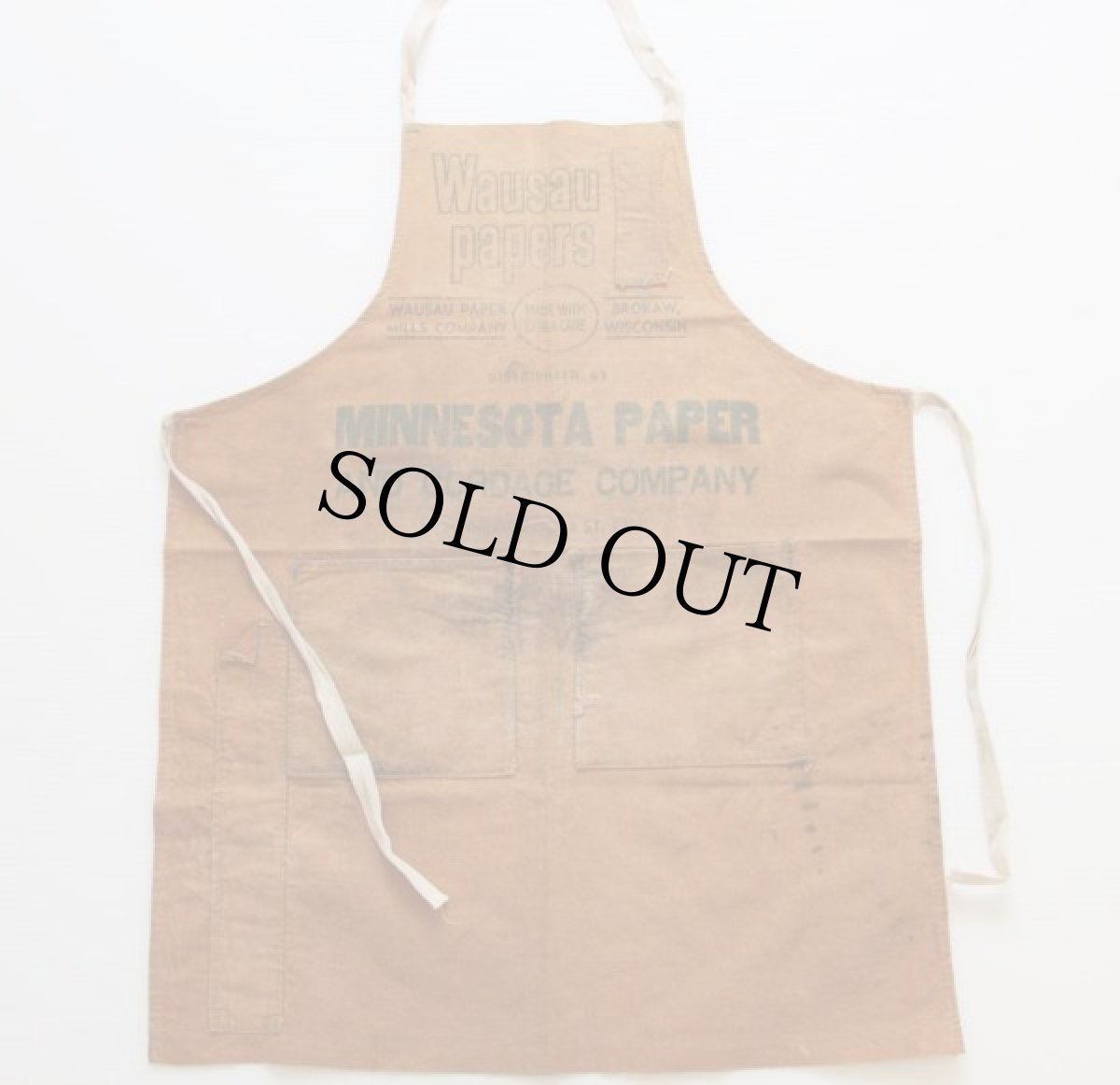 画像2: ビンテージ Wausau Papers キャンバス ワークエプロン ブラウン (2)