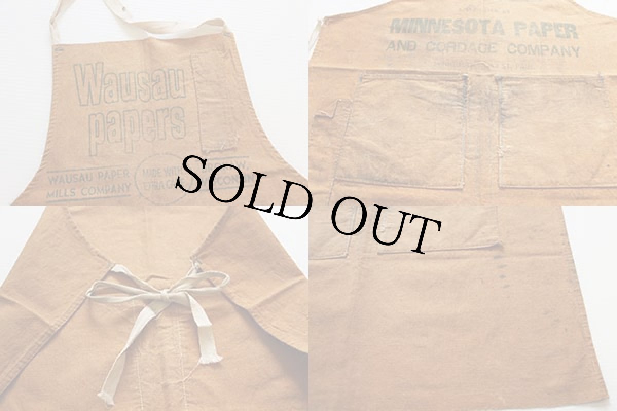 画像4: ビンテージ Wausau Papers キャンバス ワークエプロン ブラウン (4)