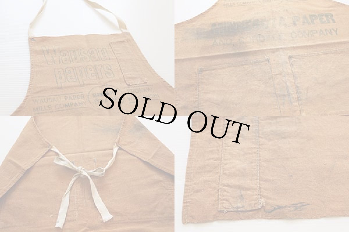 画像4: ビンテージ Wausau Papers キャンバス ワークエプロン ブラウン (4)