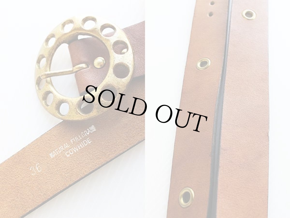 画像3: 70's カウハイド レザーベルト 茶 36★186 	 (3)