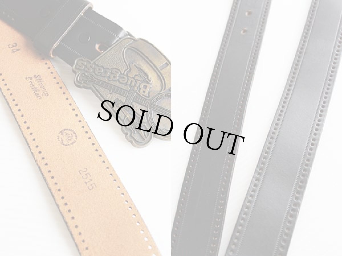 画像3: Bluegrass バックル パンチングレザーベルト 黒34★164 (3)