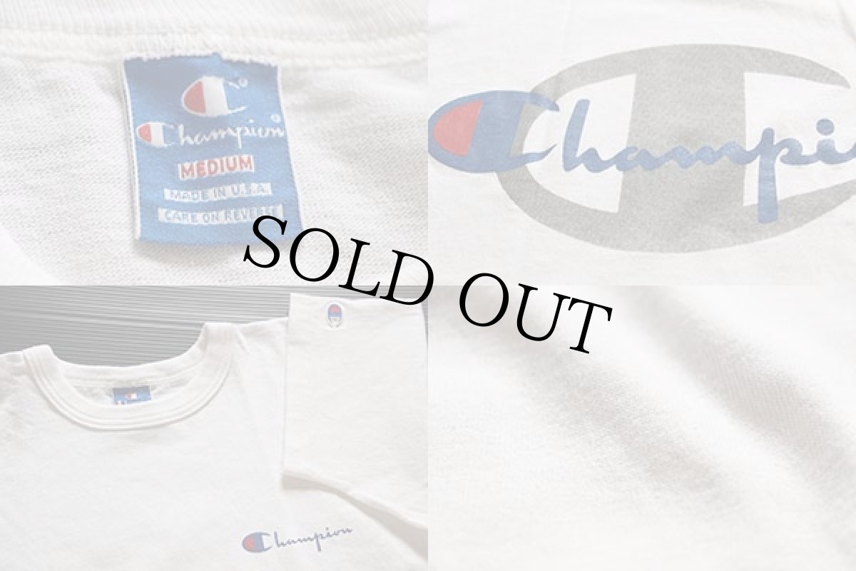 画像3: 90s USA製 Championチャンピオン スクリプト ビッグロゴ コットンTシャツ 白 M (3)