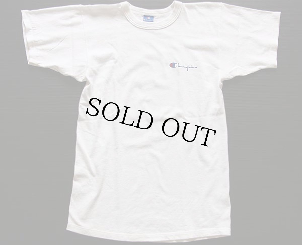 画像2: 90s USA製 Championチャンピオン スクリプト ビッグロゴ コットンTシャツ 白 M (2)