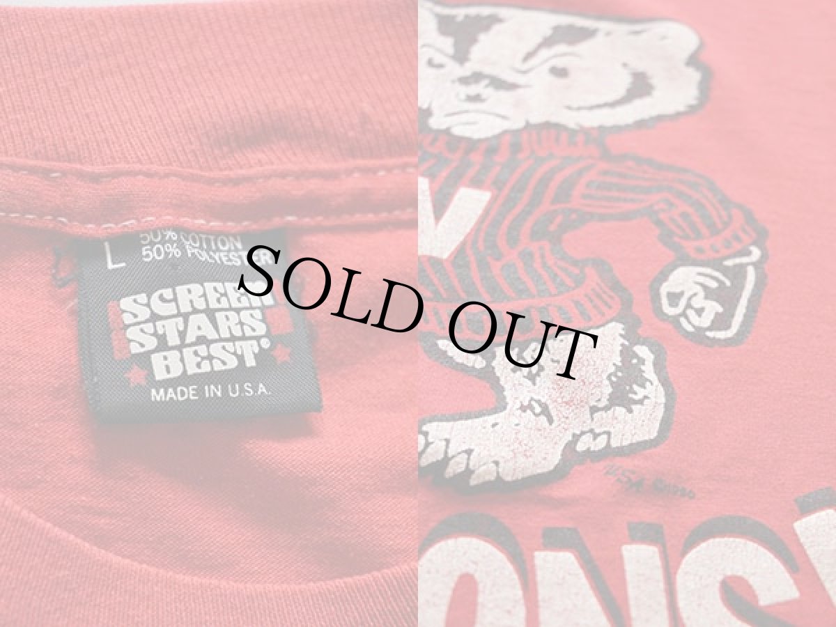 画像3: 90s USA製 WISCONSIN バッキー Tシャツ 赤 L (3)