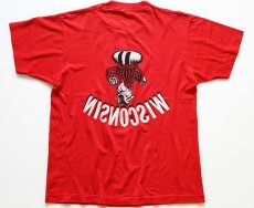 画像2: 90s USA製 WISCONSIN バッキー Tシャツ 赤 L (2)