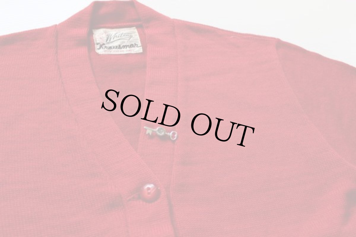 画像3: 50s Whiting レタードカーディガン赤 (3)