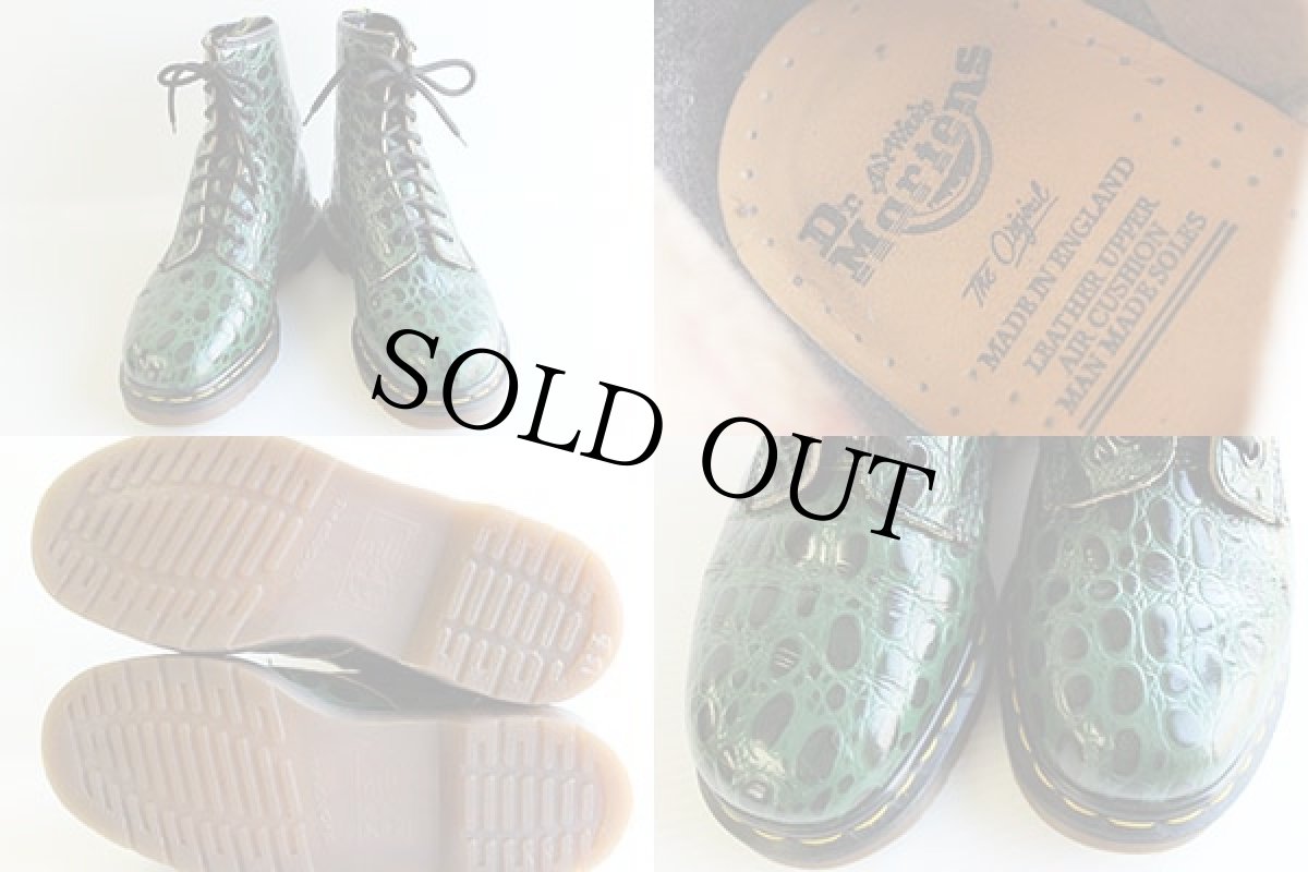 画像3: 英国製 DR.MARTENSドクターマーチン 8ホールブーツ 型押し 緑 UK4 (3)