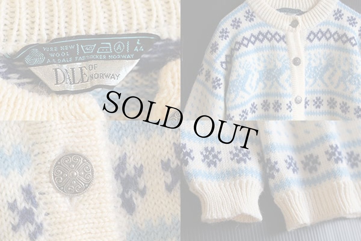 画像4: 80s ノルウェー製 DALE OF NORWAY 鹿柄 ノルディック柄 ウールニット カーディガン L 44 (4)