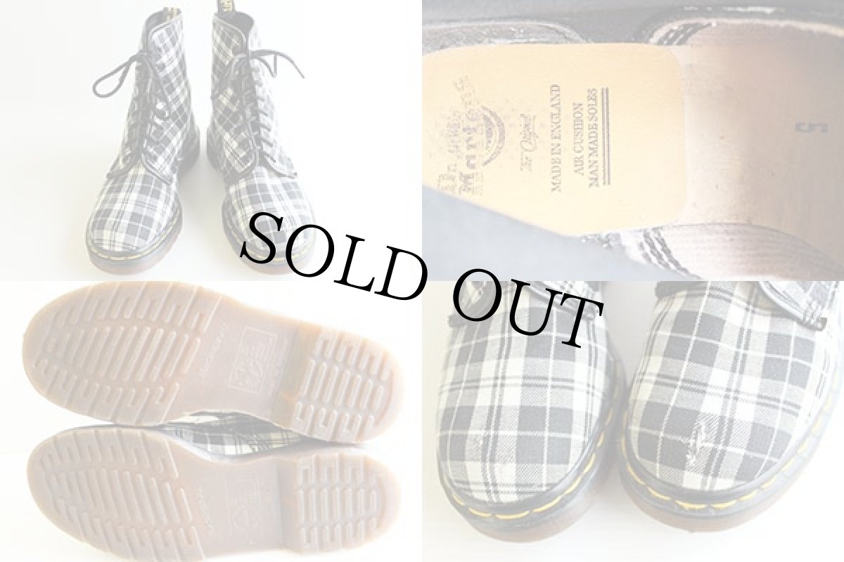 画像3: 英国製 DR.MARTENSドクターマーチン 8ホールブーツ チェック 黒×白 UK5 (3)