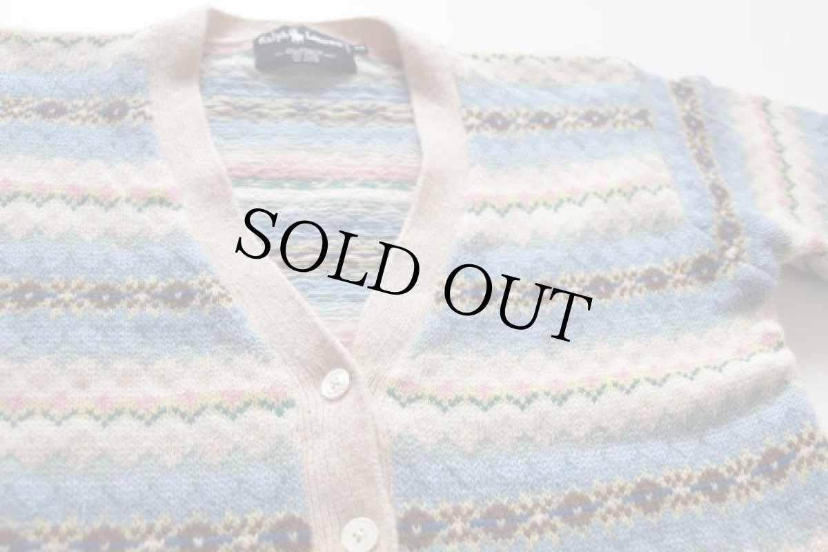 画像3: 90s ラルフローレン フェアアイル柄 ウール×アンゴラ ラビットヘア ニット カーディガン M (3)