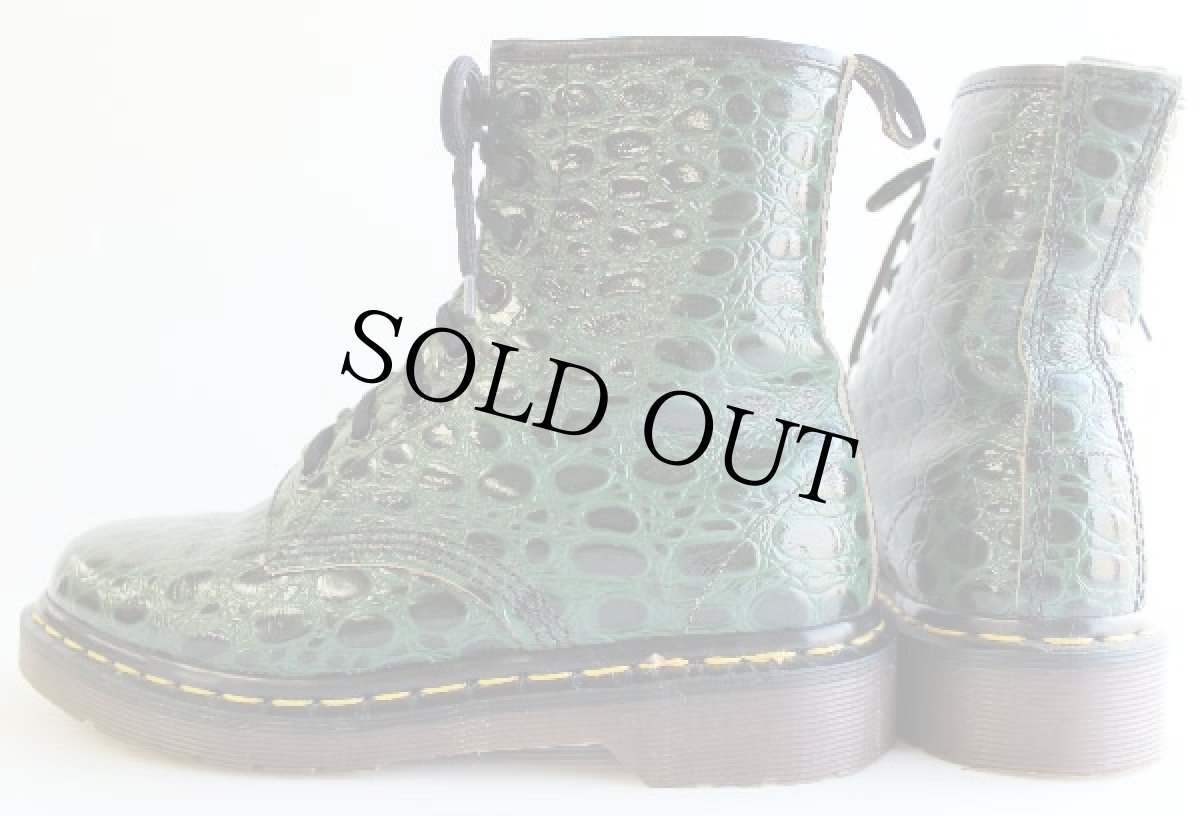 画像2: 英国製 DR.MARTENSドクターマーチン 8ホールブーツ 型押し 緑 UK4 (2)