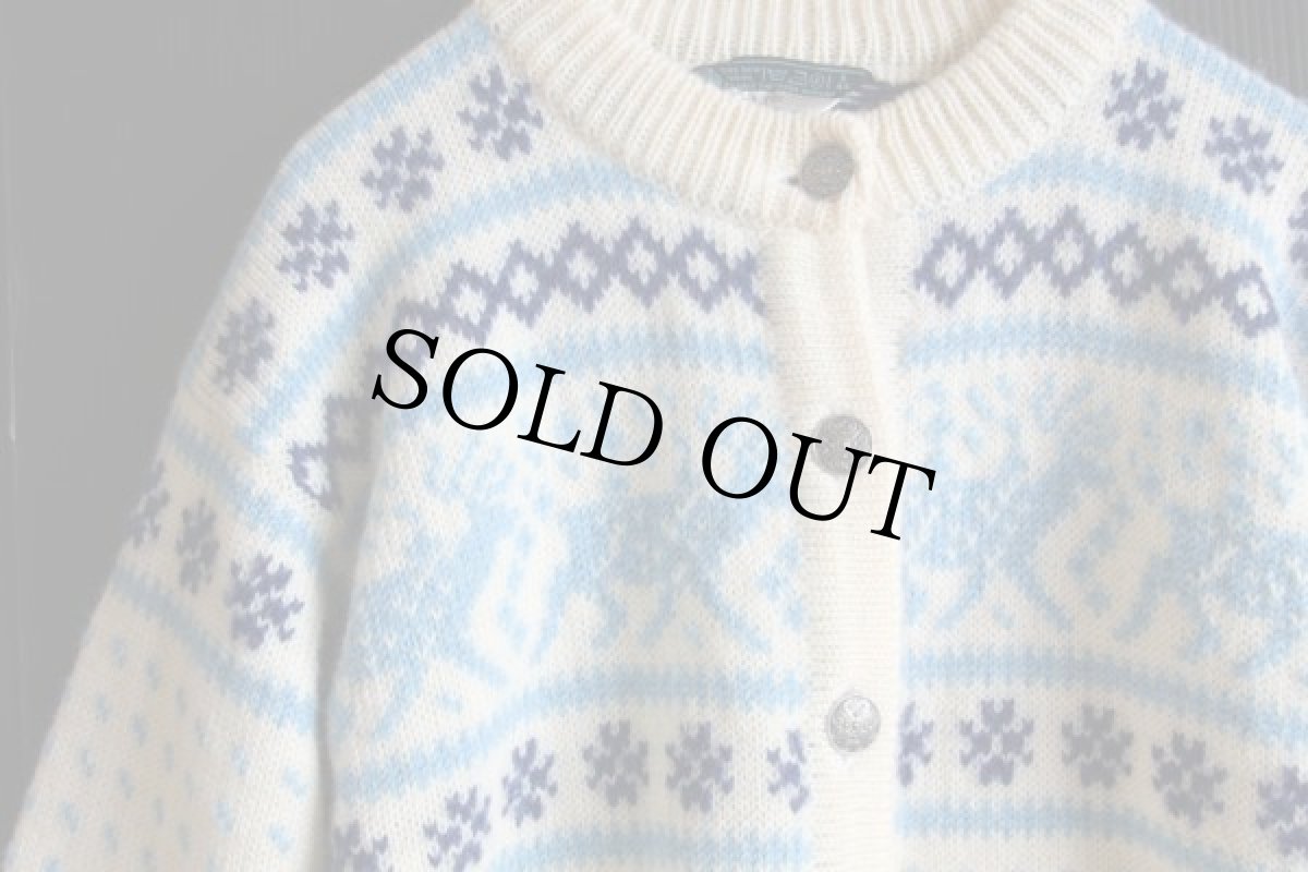 画像3: 80s ノルウェー製 DALE OF NORWAY 鹿柄 ノルディック柄 ウールニット カーディガン L 44 (3)