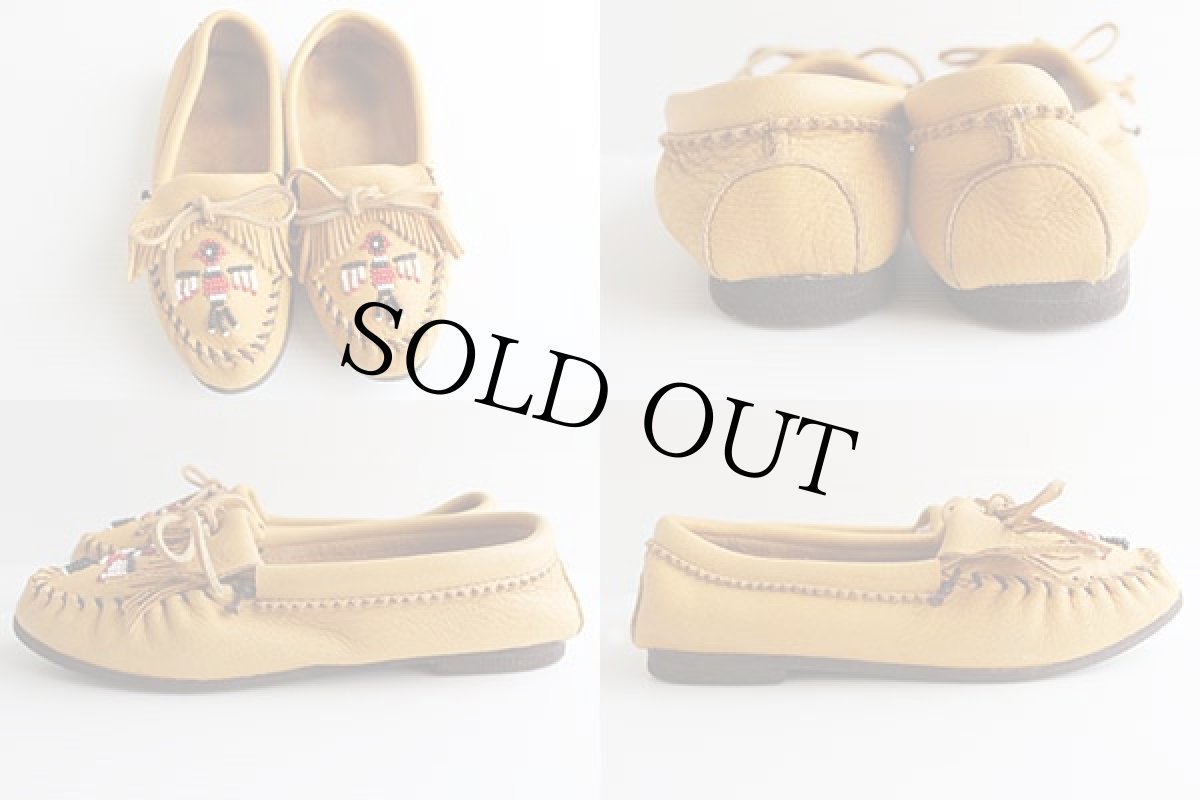 画像2: MINNETONKAミネトンカ ビーズ刺繍 ムースハイド モカシンシューズ 7 (2)