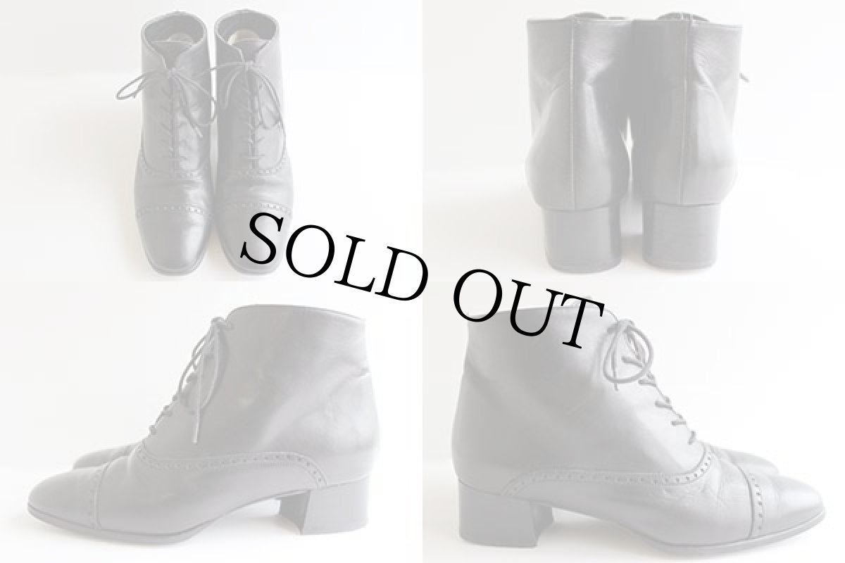 画像2:  イタリア製 Sudini レザー アンクルブーツ 黒 7W (2)