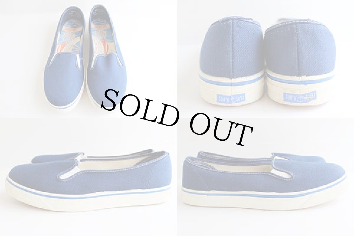 画像2:  デッドストック★70s USA製 SUN'N'SURF スリッポン デッキシューズ 紺 (2)