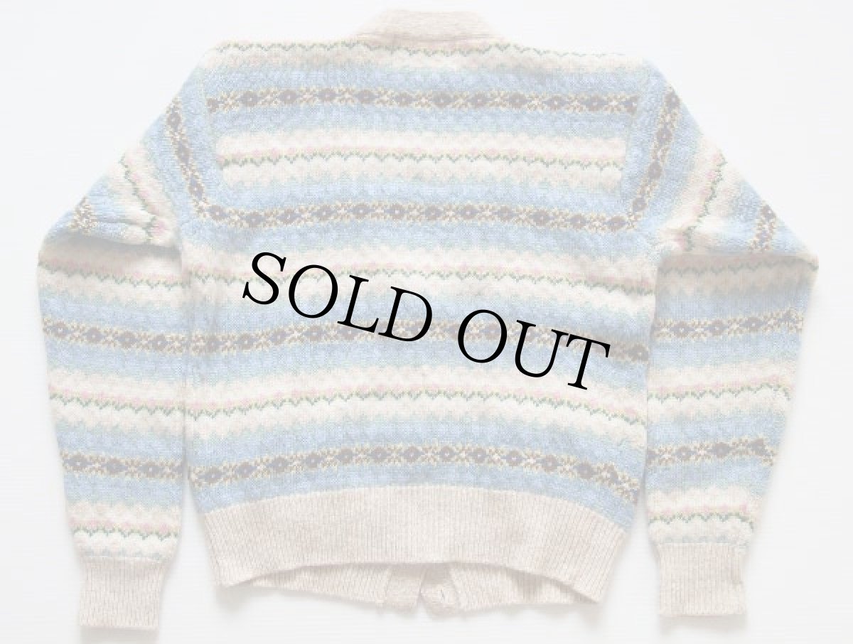 画像2: 90s ラルフローレン フェアアイル柄 ウール×アンゴラ ラビットヘア ニット カーディガン M (2)