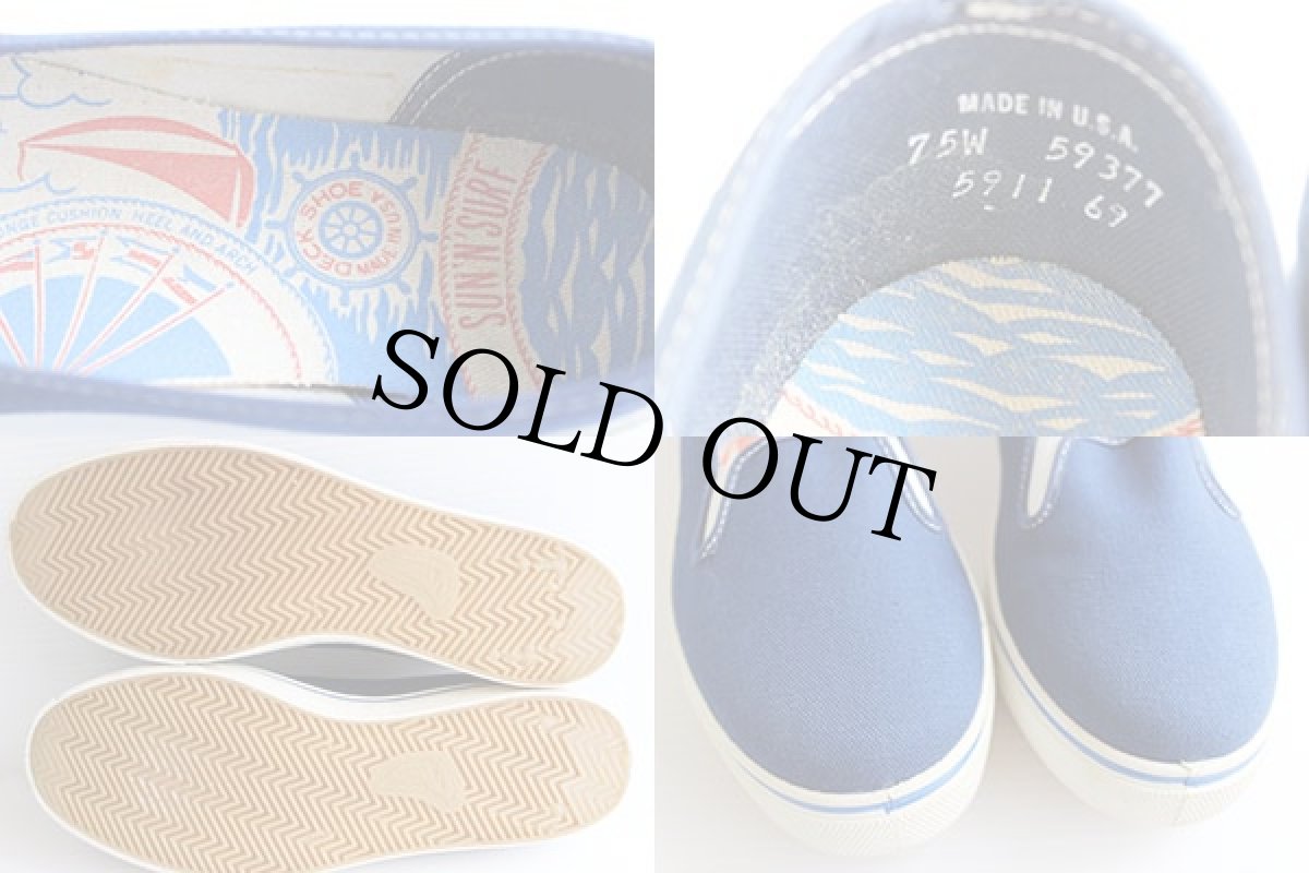 画像3:  デッドストック★70s USA製 SUN'N'SURF スリッポン デッキシューズ 紺 (3)