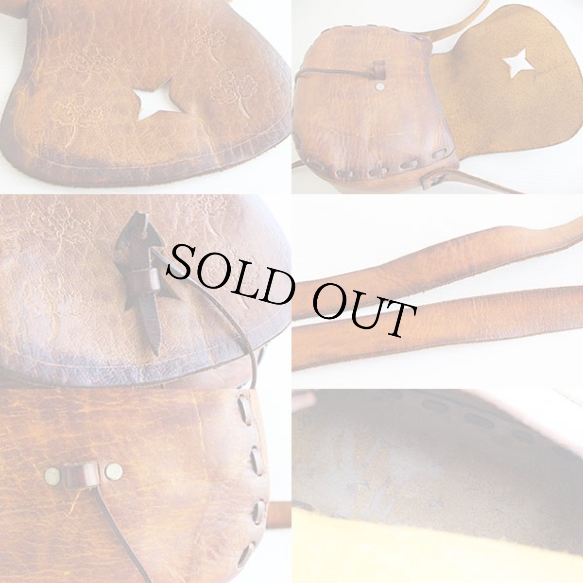 画像3: 70s 花柄カービング レザー ショルダーバッグ 茶 (3)