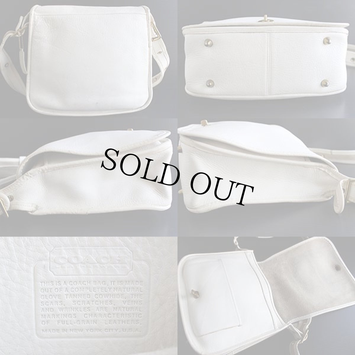 画像2: 70s USA製 オールド コーチ レザー ショルダーバッグ 白 (2)
