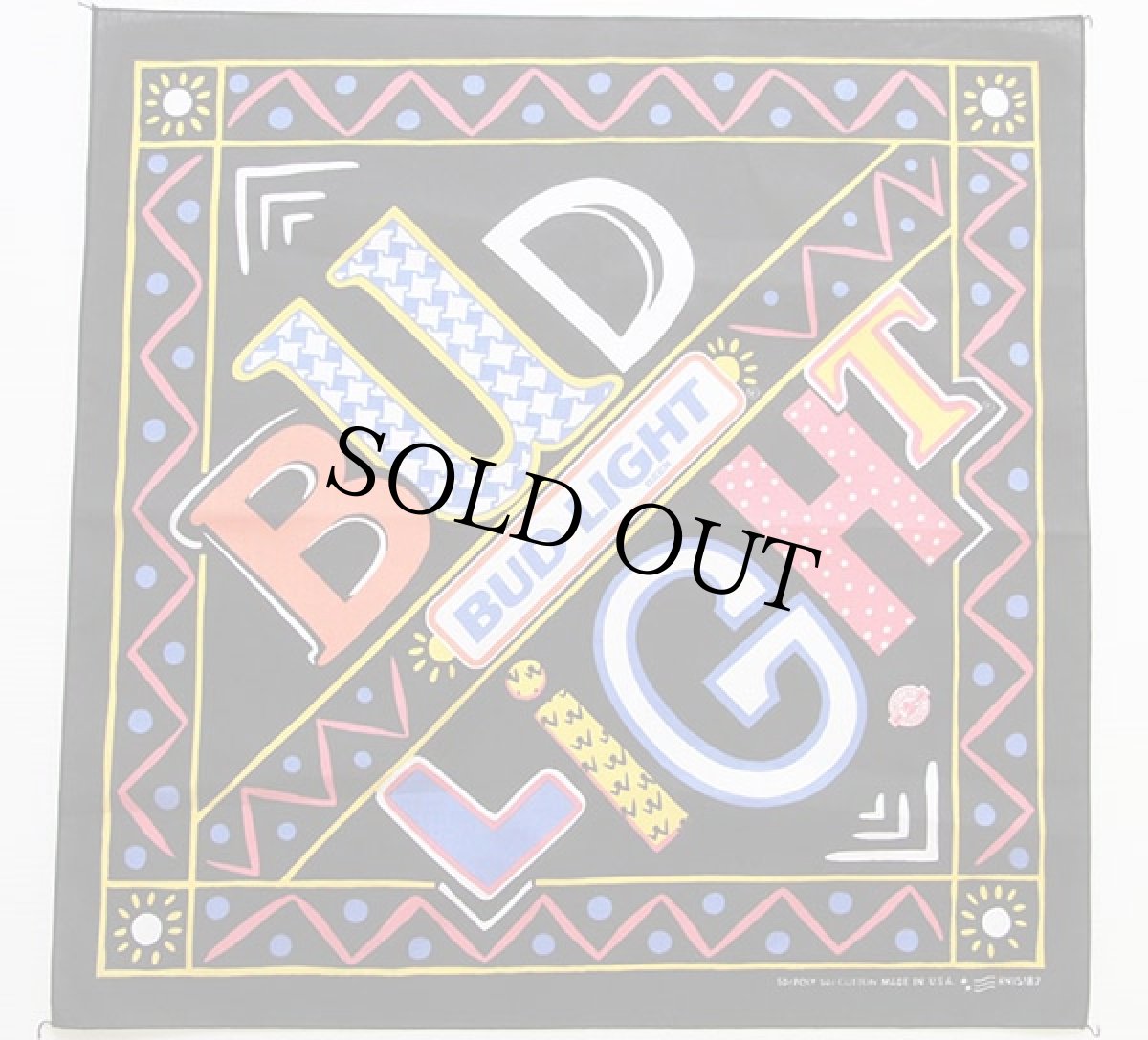 画像1: デッドストック★USA製 BUD LIGHTバドライト バンダナ★Budweiserバドワイザー  (1)