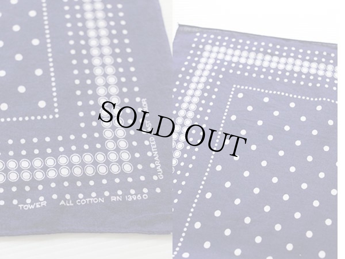 画像3: 60s TOWER FAST COLOR ドット柄 コットン バンダナ 紺 (3)