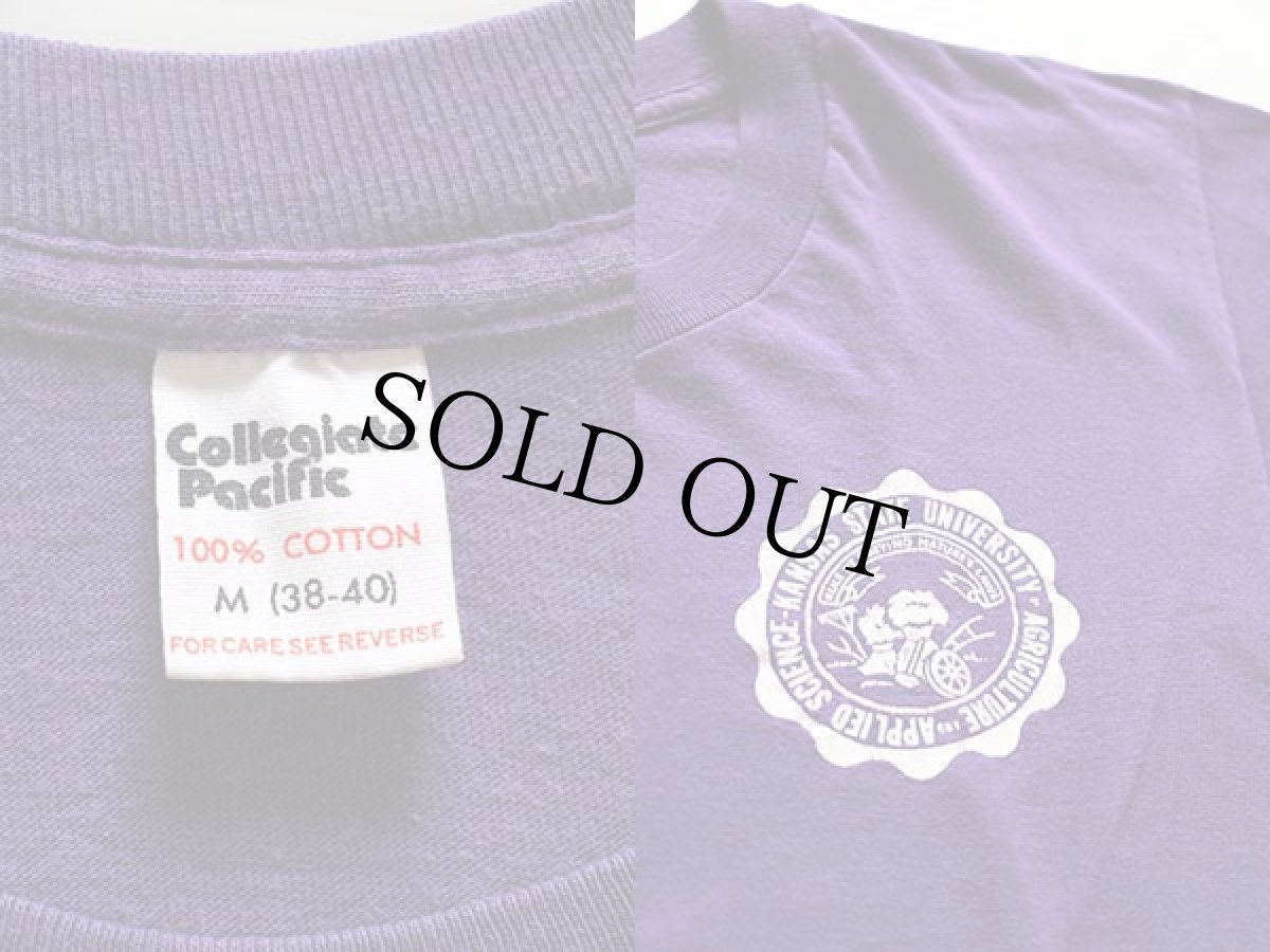 画像3: 80s USA製 Collegiate Pacific KANSAS STATE UNIVERSITY コットンTシャツ 紫 M (3)