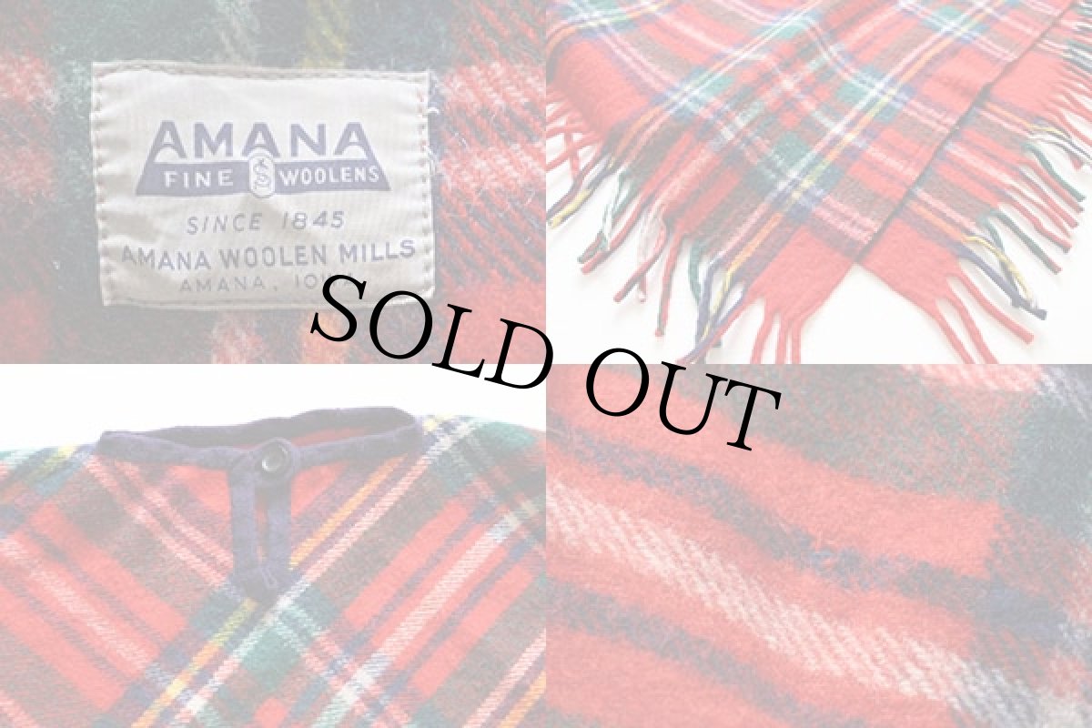 画像3: 60s AMANA タータンチェック ウール ブランケット ポンチョ (3)