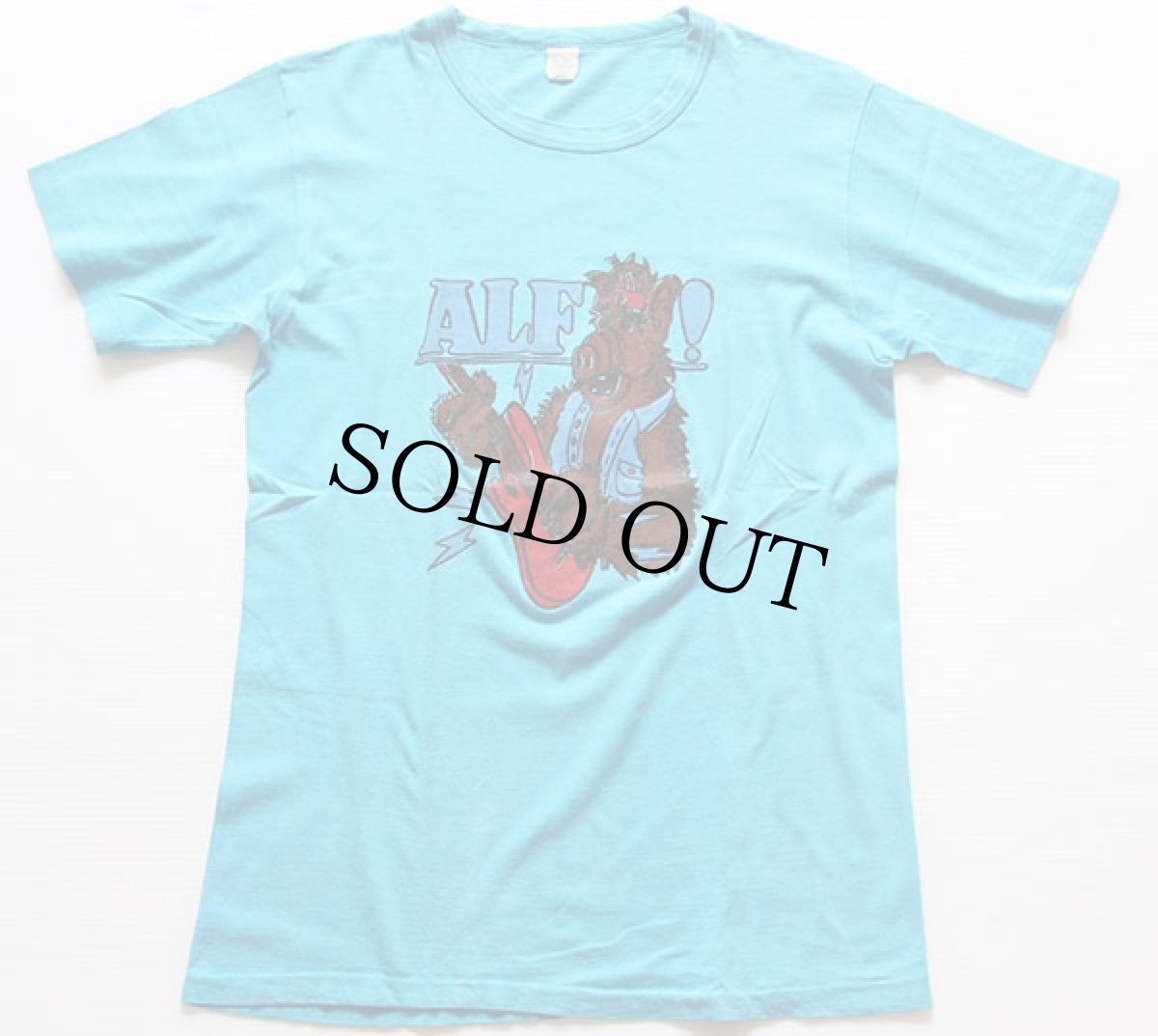 画像2: 80s USA製 ALFアルフ Tシャツ 水色 M (2)
